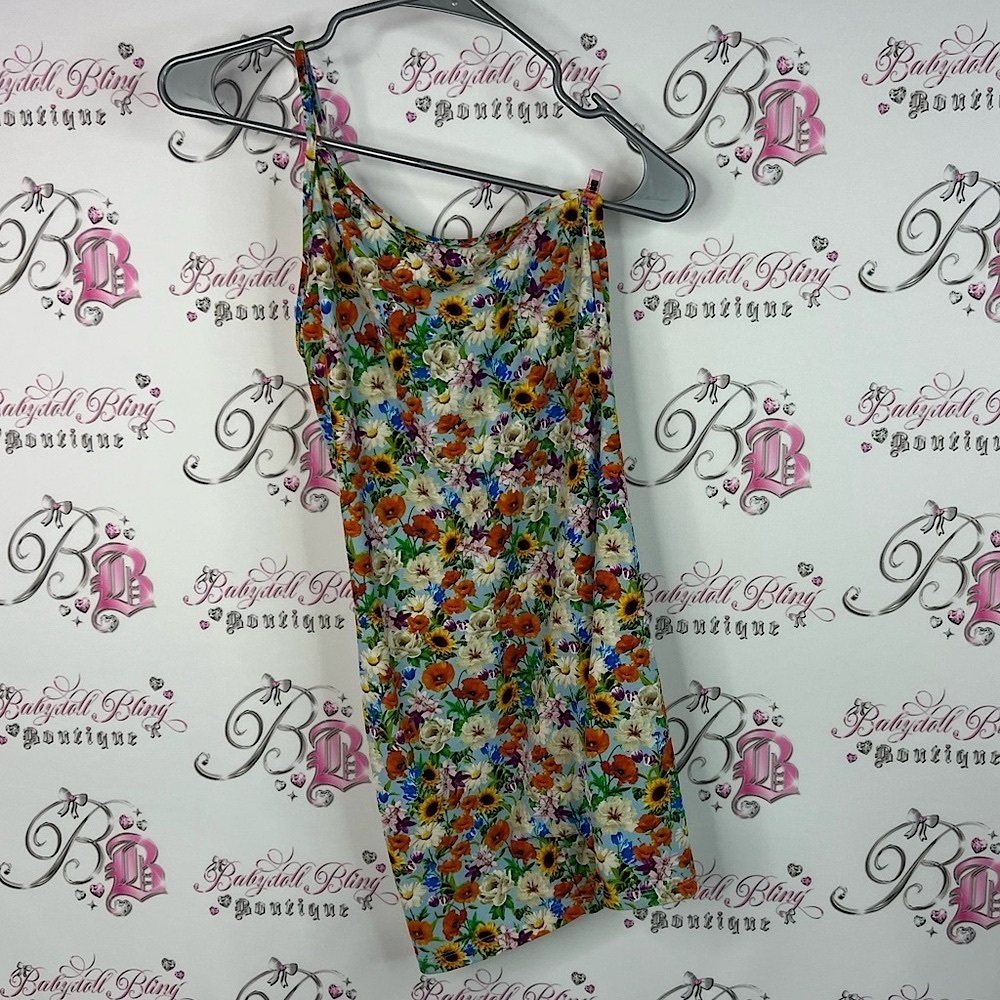Zara dress one shoulder tank style flowers sun flowers Multicolor Floral Dress